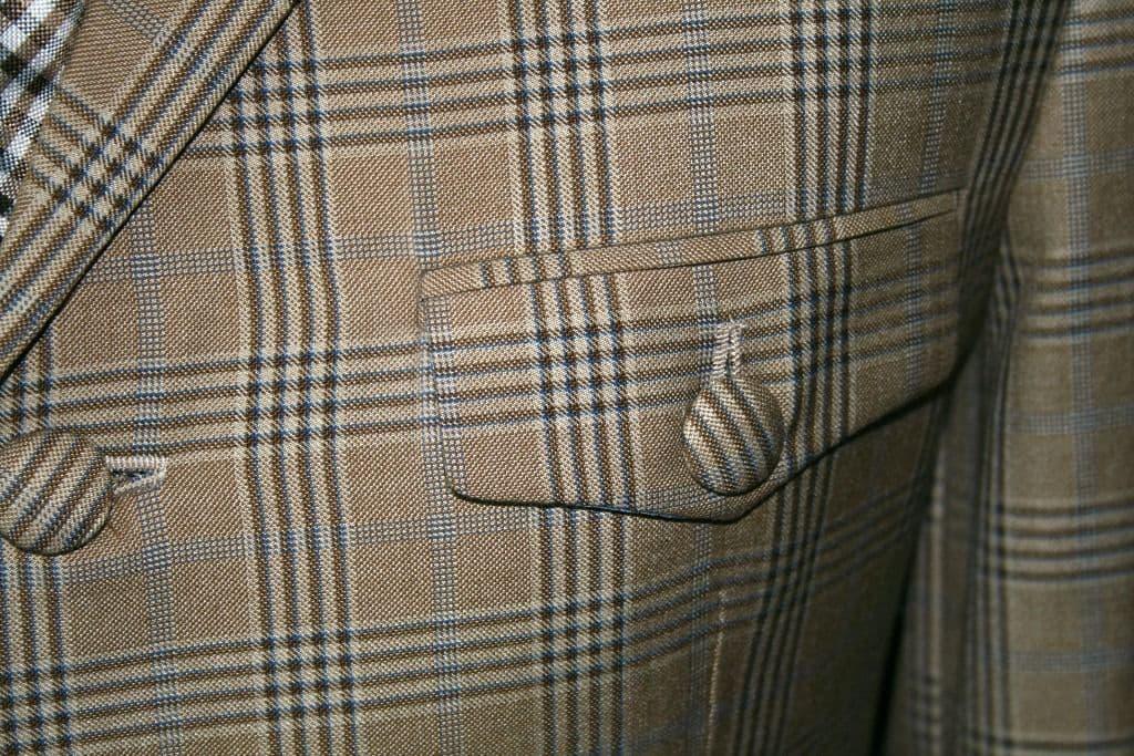 &34;Ralph&34; Beige Pow Check Jacket With Brown Velvet Collar