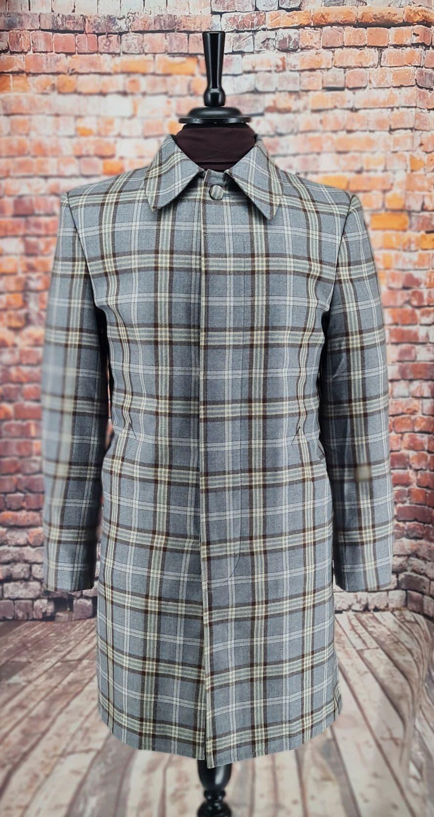 Walker Grey Blue Check Overcoat