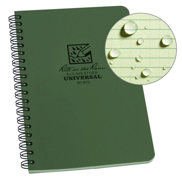 Rite in the Rain 973 Side Spiral Notebook Green
