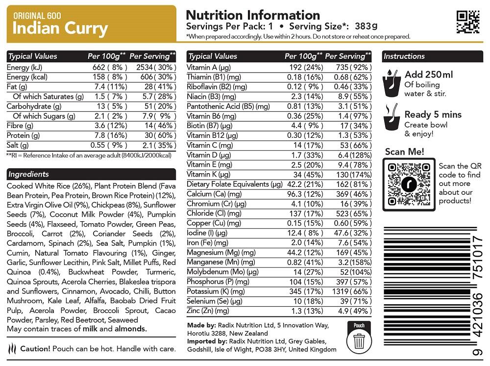 Indian Curry Meal - Original - 600kcal - 2