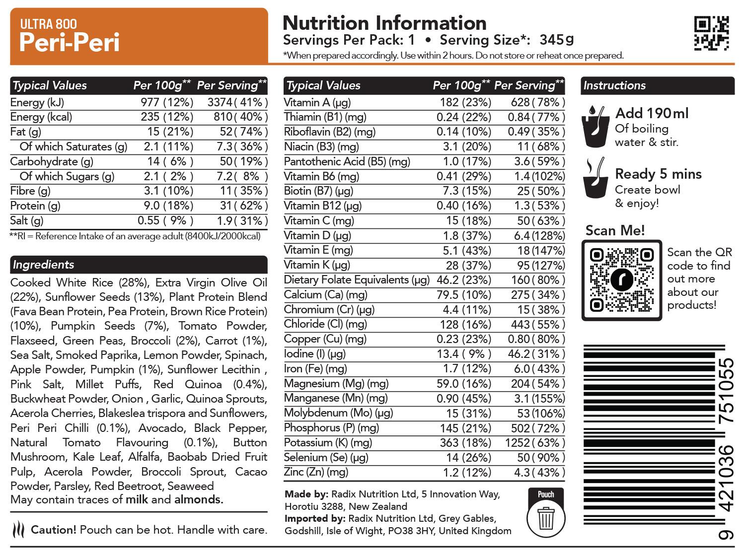 Peri Peri Meal - Ultra - 800kcal - 2