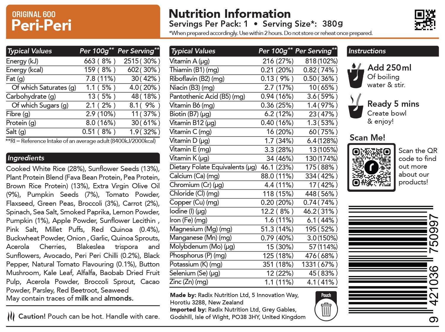 Peri Peri Meal - Original - 600kcal - 2