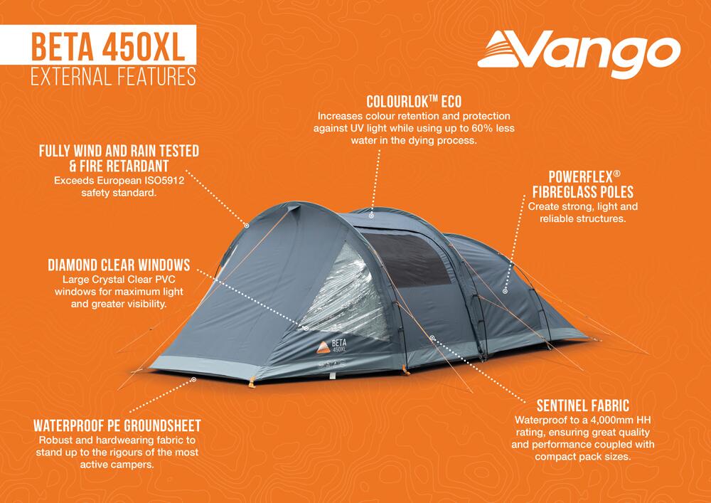 Beta 450XL 4 Person tent - 9.3kg | Vango Family Tent