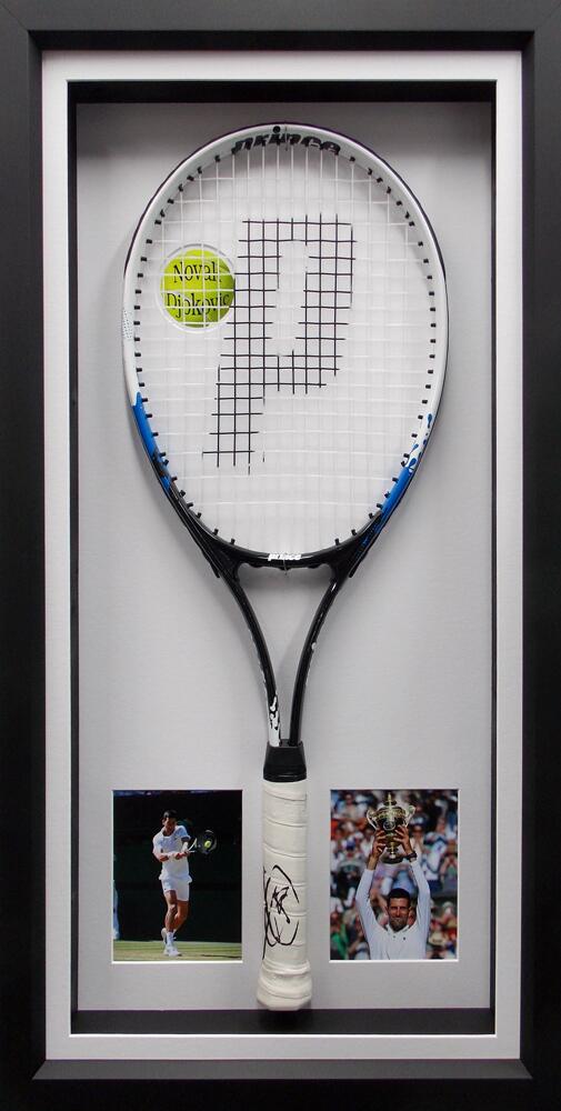 Framed Novak Djokovic Signed Tennis Racket | Charity Frames