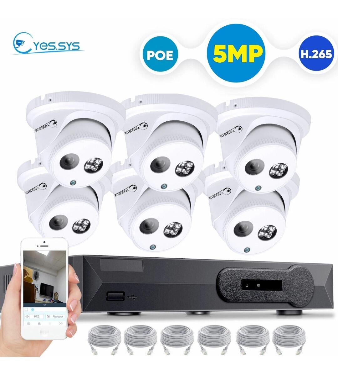 Cctv Array 6PCS EASY EYE Full 5MP Array LED IP Dome Camera 8CH POE WIFI NVR CCTV ...