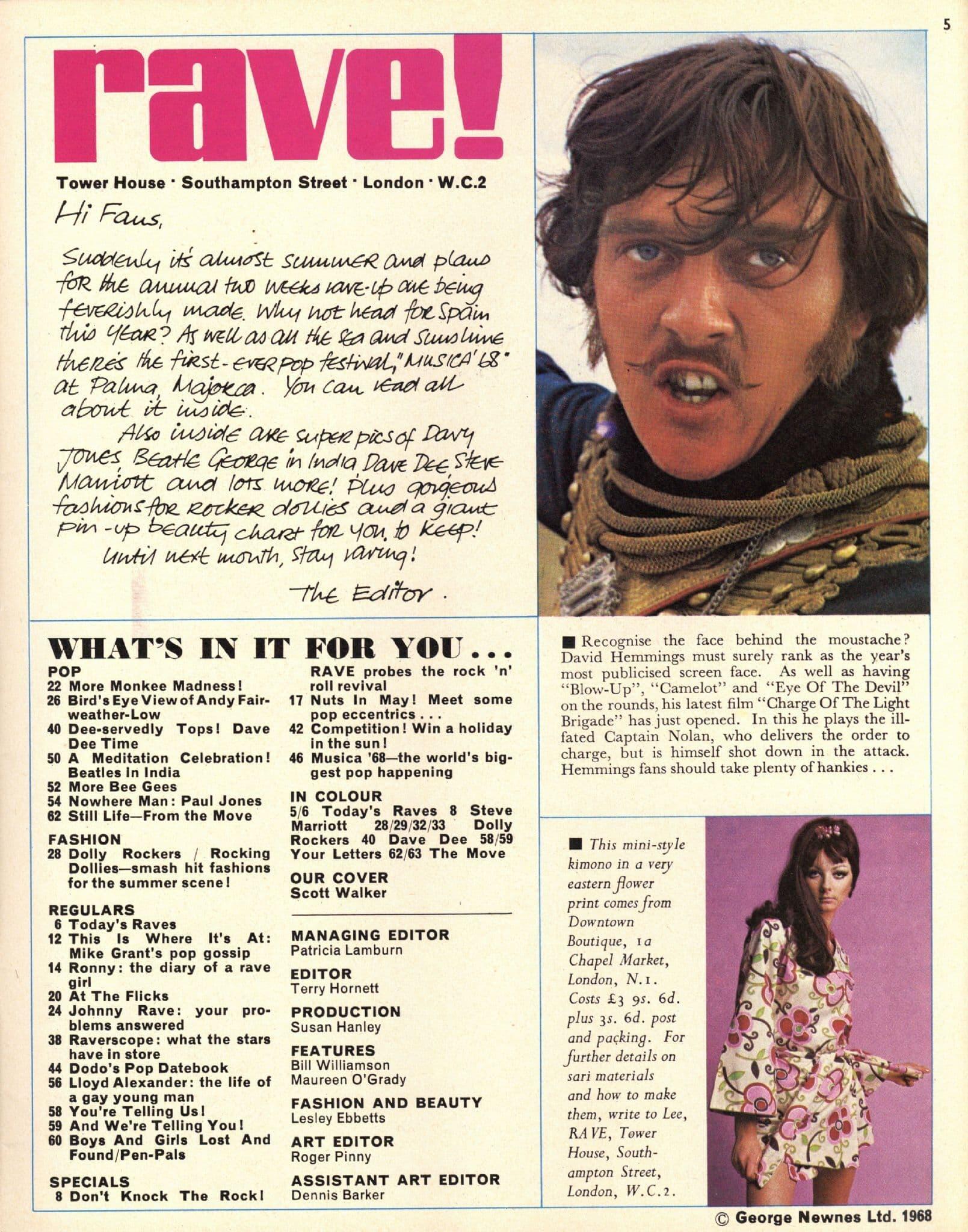 Rave Magazine May 1968 Steve Marriott The Move Monkees The Beatles Bee ...
