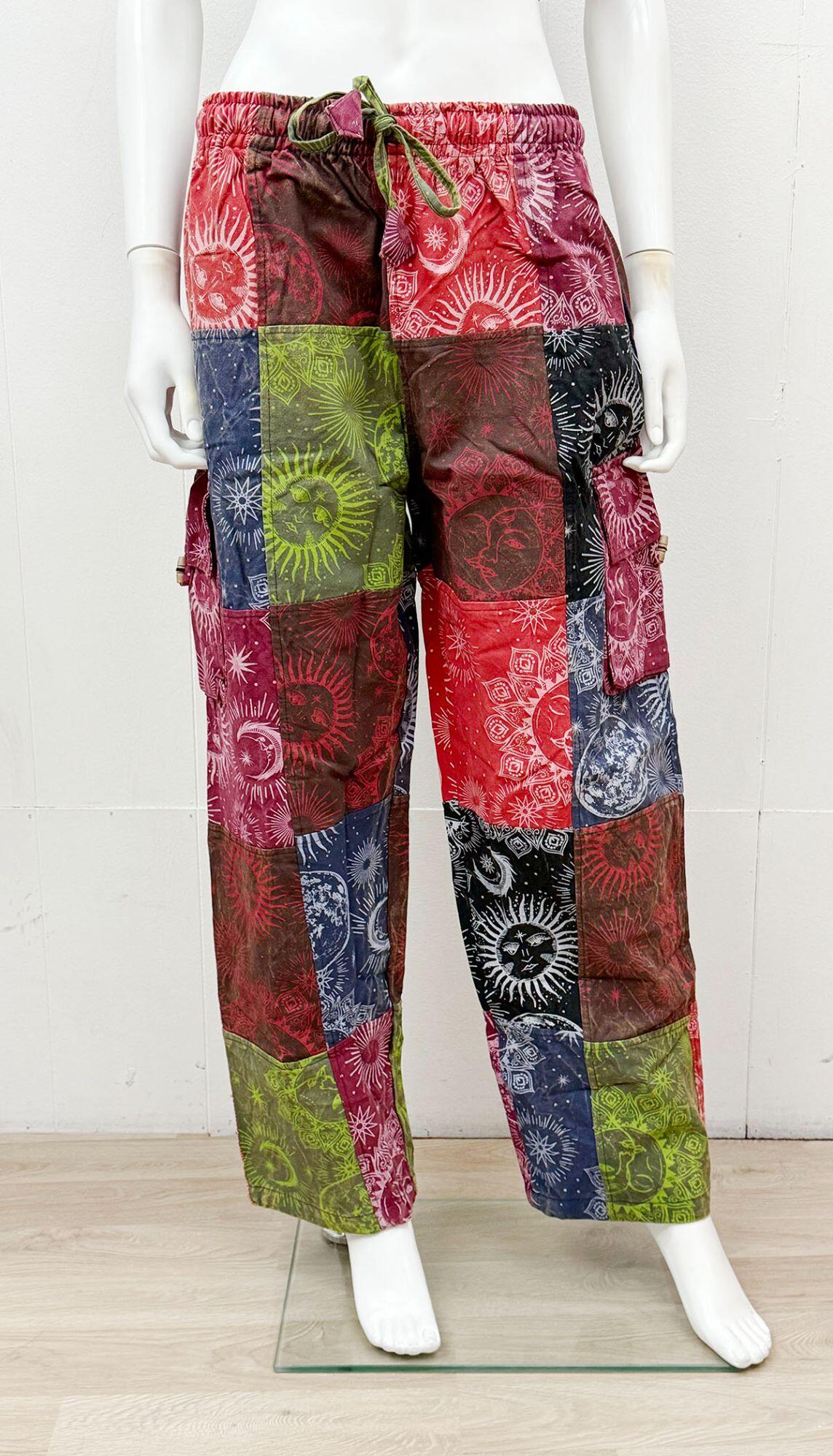 Patchwork Celestail Sun and Moon Cargo Trousers