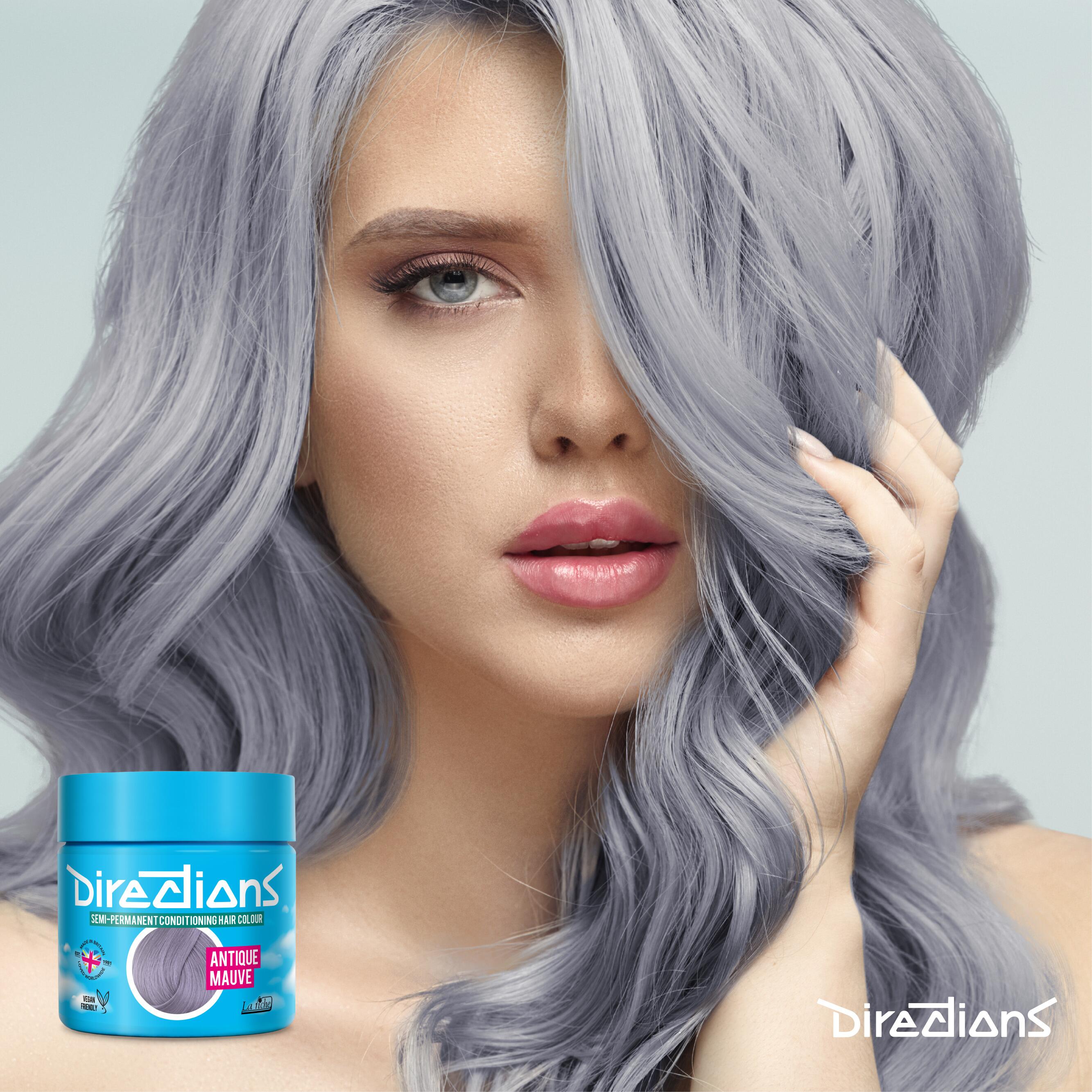 Antique mauve directions hair dye colour on a model with long hair