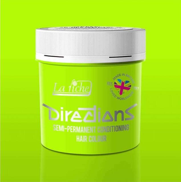 La riche directions hair dye pot in fluorescent green