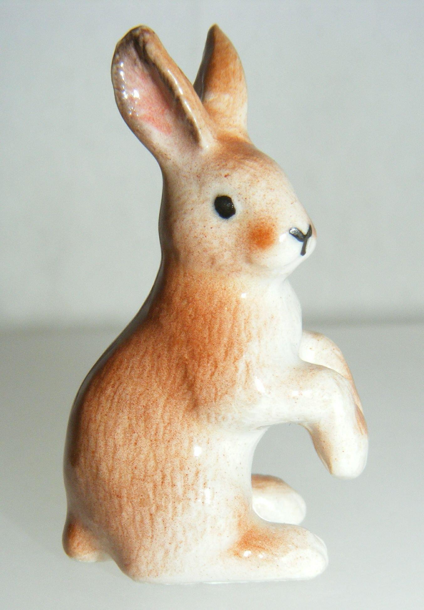 Klima MIniature Porcelain Animal Figure Brown Rabbit Sitting Up L179 