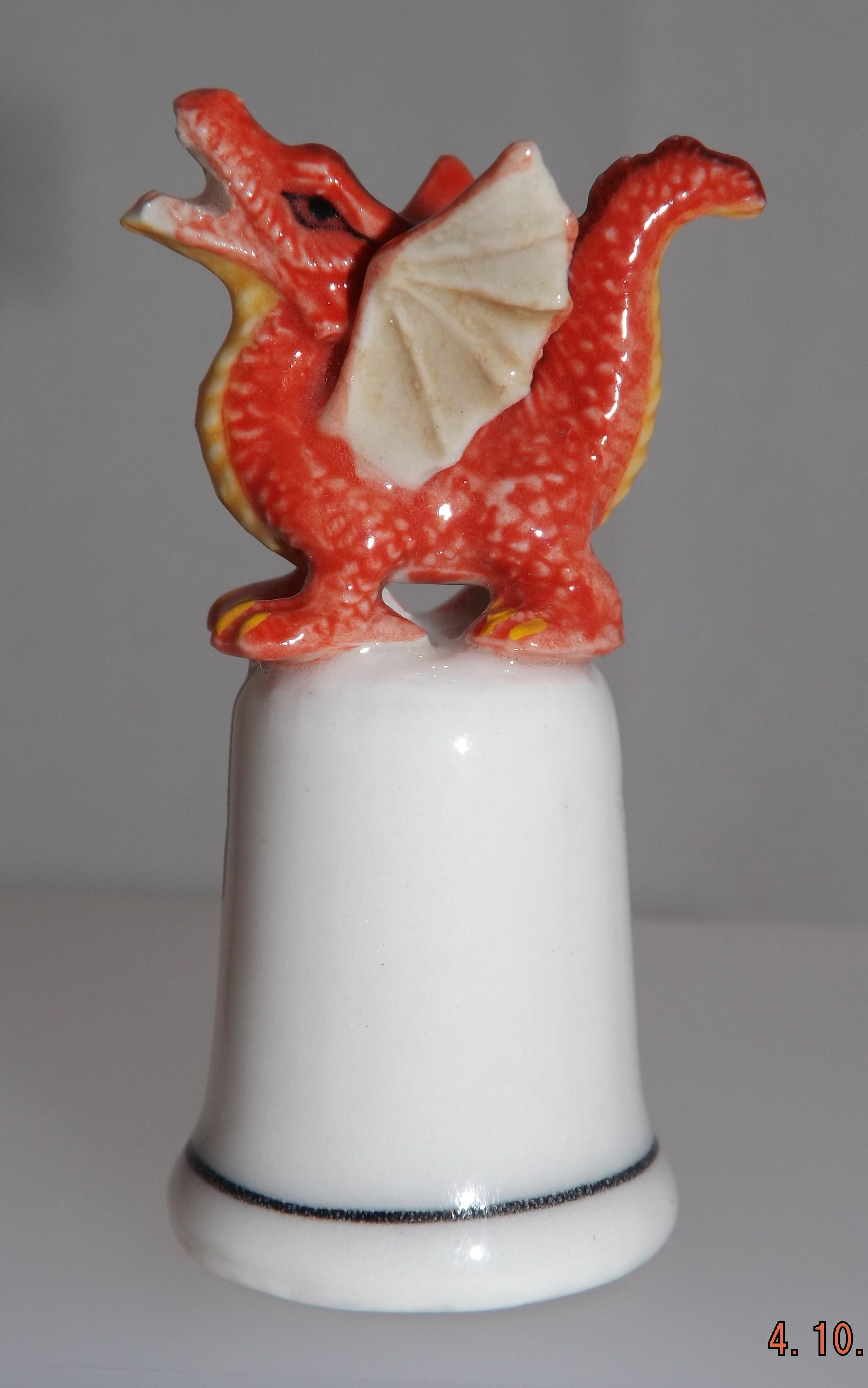 Klima Porcelain Red Dragon Curled on Thimble L864 