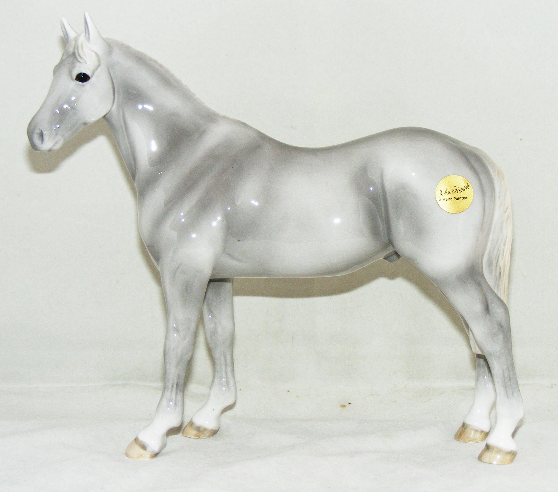 John Beswick Animal Figure Thoroughbred Stallion Steel Grey JBH41