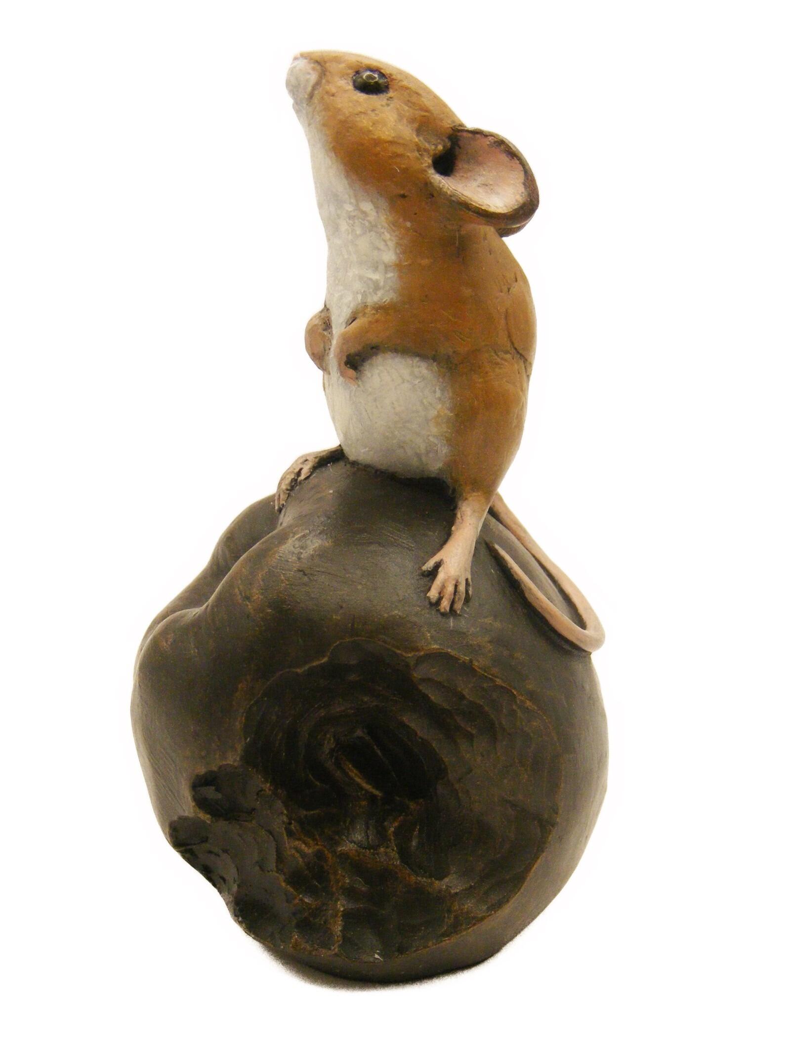 Richard Mouse Richard Cooper Studio Mice Bronze Resin Mouse on Apple 221BR
