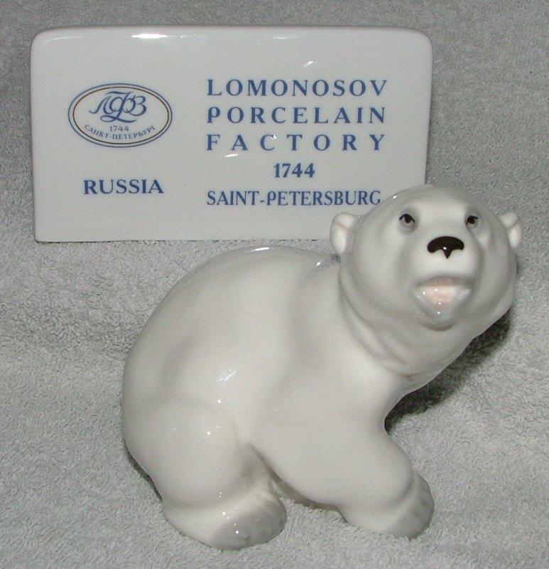 thumbnail image 2 of Lomonosov Porcelain Figurine - Bear Cub With Honeycomb, 4 Inches (Handcrafted) 2 of 5