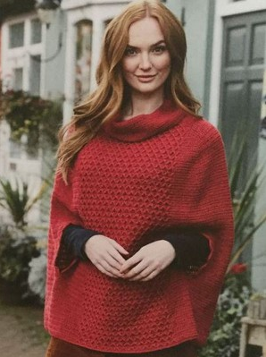 Cherry Jar<P>Cabled Poncho