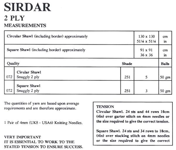 Sirdar Pattern 3851<P>Details