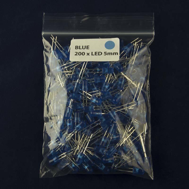 Pack of 200 LED size 5mm with diffused lens and color blue