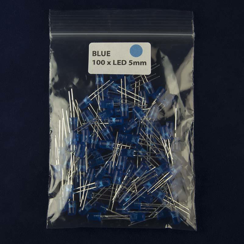 Pack of 100 LED size 5mm with diffused lens and color blue