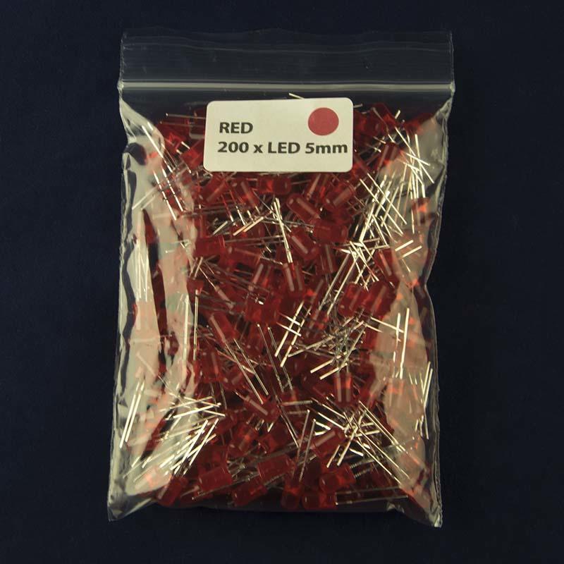 Pack of 200 LED size 5mm with diffused lens and color red