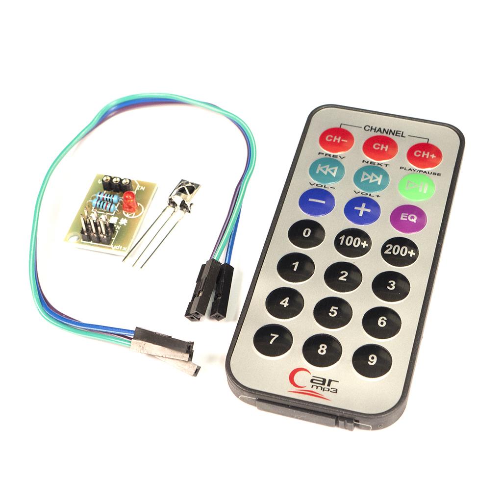 Infrared remote kit showing all parts