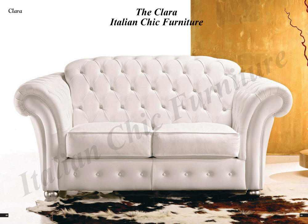 Clara Italian Leather Sofa White