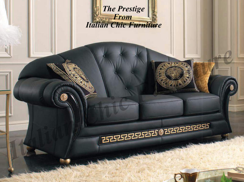 Prestige 3 Seat Leather Sofa, Versace Leather Sofa