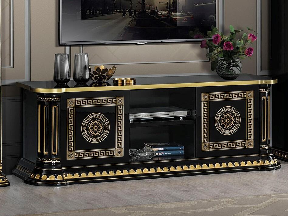 Black and deals gold tv stand