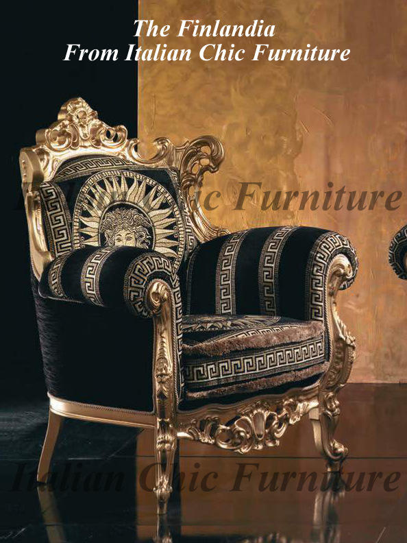 Finlandia Baroque Versace Style Fabric Armchair