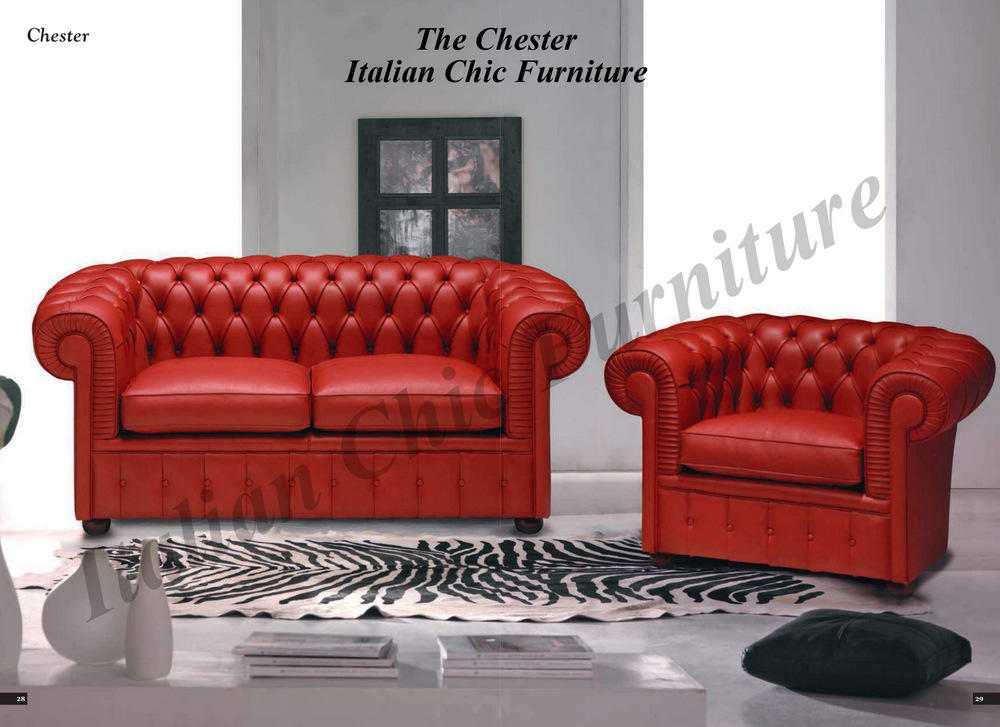 Chester 2 1 Italian Leather Sofa Set Red, Red Italian Leather Sofa Set