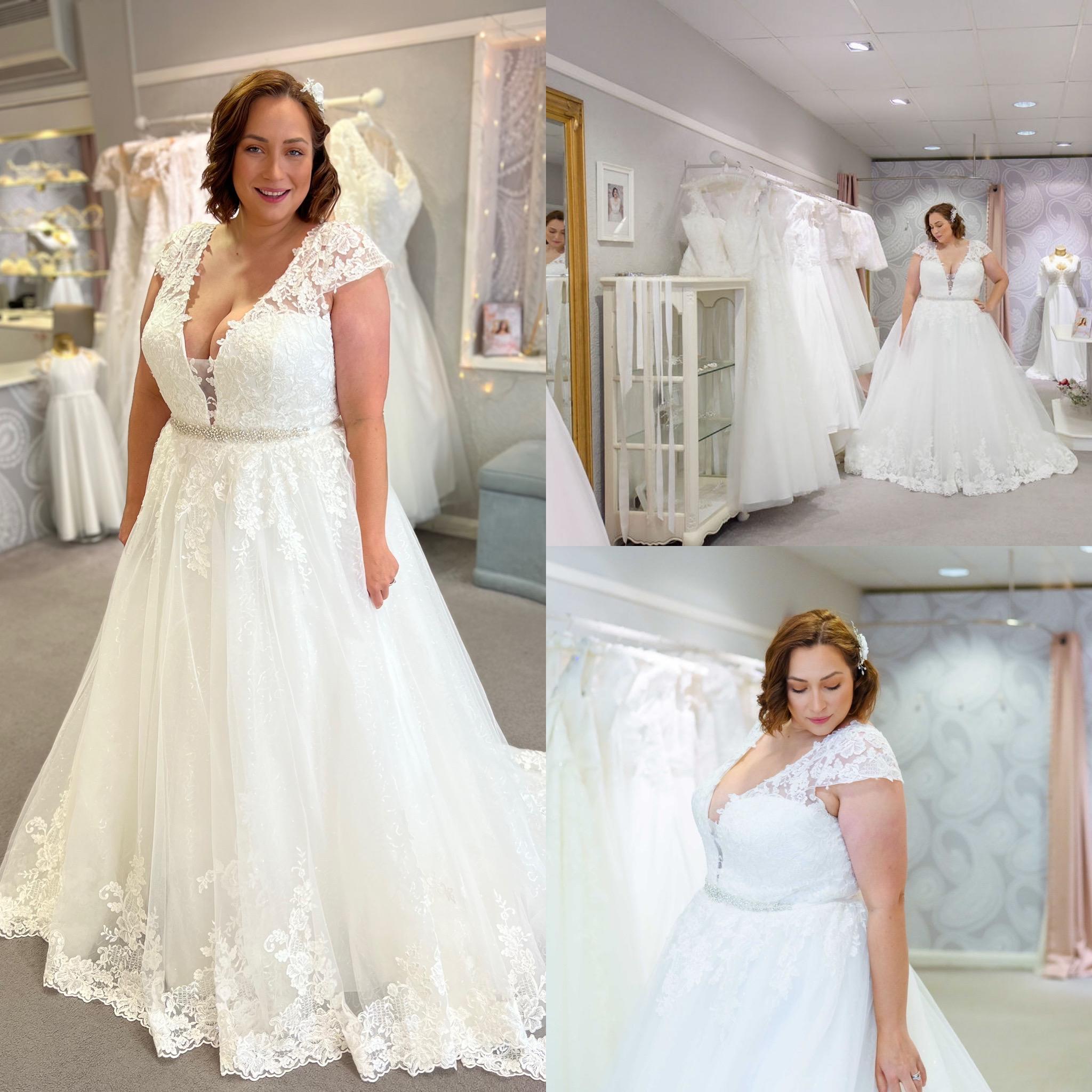Plus Size Wedding Dresses Off The Shoulder Ball Gown Lace Appliques Bride  Gowns | eBay