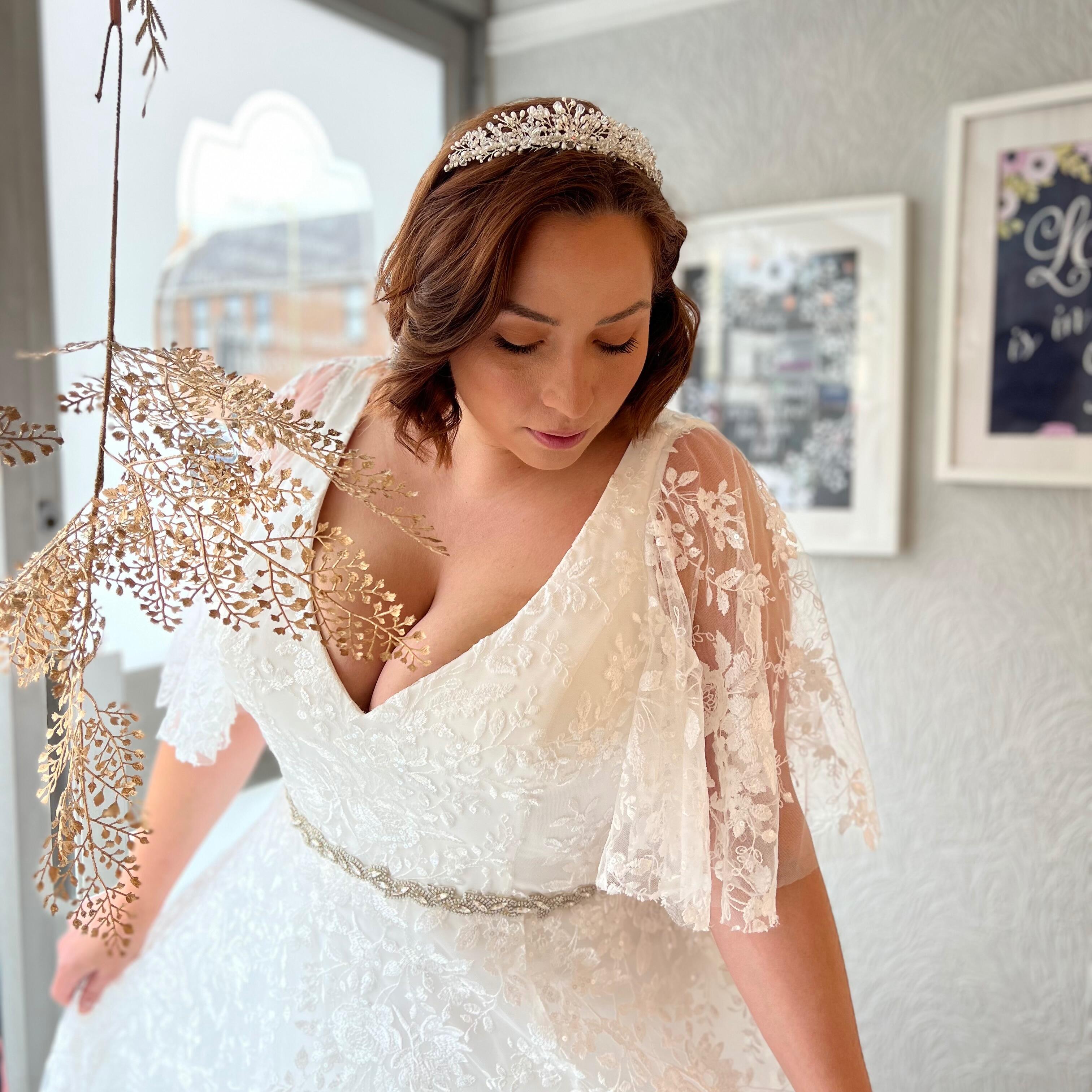 Eyekepper Custom Wedding Dress | Floor Length Double Shoulder Bridal Gown - Made To Your Measurements