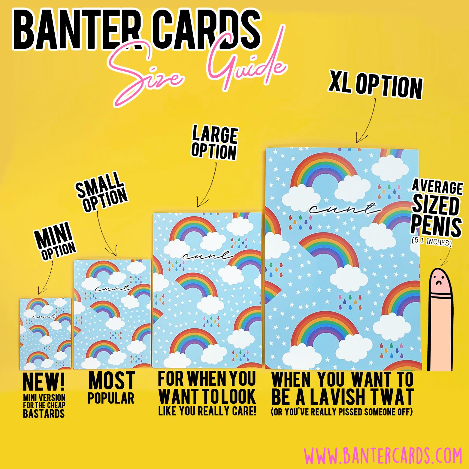 Banter Cards Sizing Guide