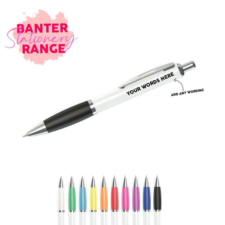 Own-brand Poundland roller pens with word 'handwriting