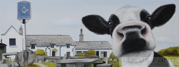 Cow Art at Worth Matravers Square and Compass Pub