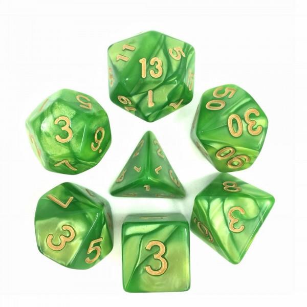 Light Green (Golden Font) Pearl Dice Set thumbnail