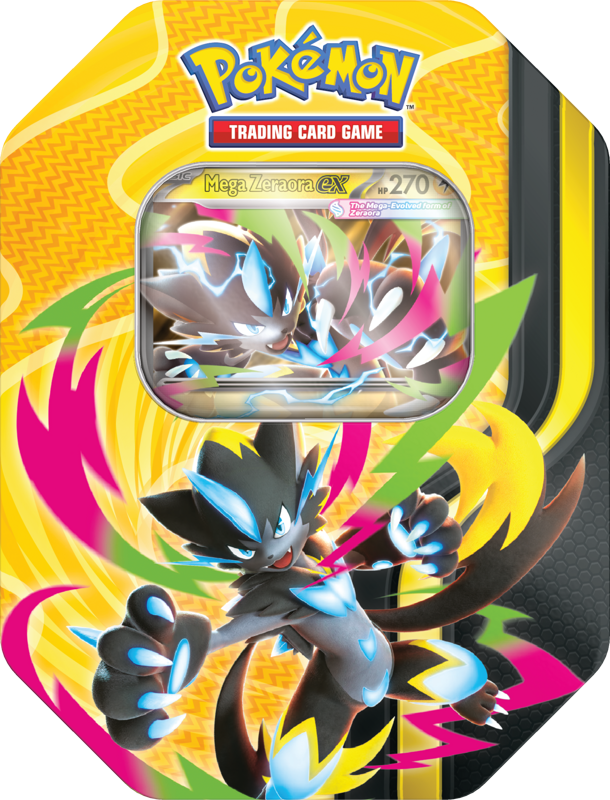 Pokemon Mega Forces Mega Zeraora EX Gift Tin - Gifts for Geeks Leicester