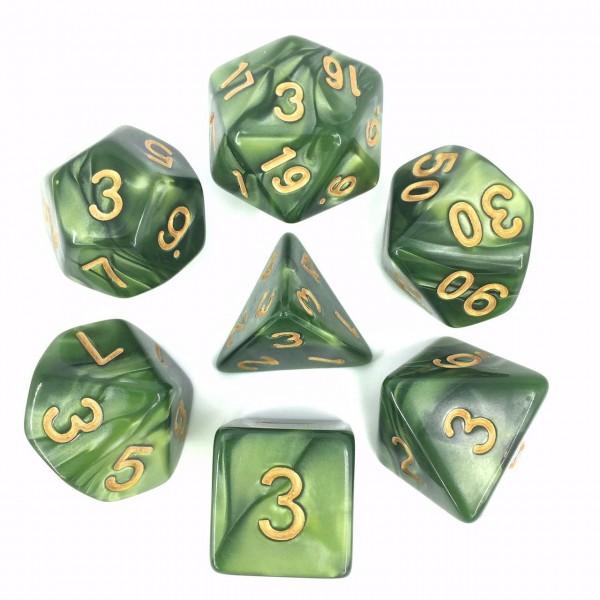 Grass Green (Golden Font) Pearl Dice Set thumbnail