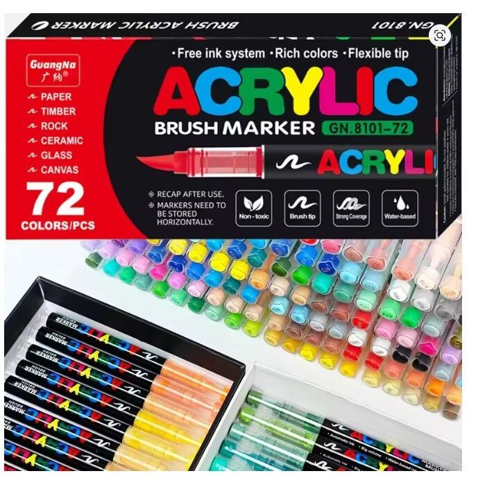 12 Colors Acrylic Paint Pens Markers Brush Tip Paint Set - Gifts for Geeks Leicester