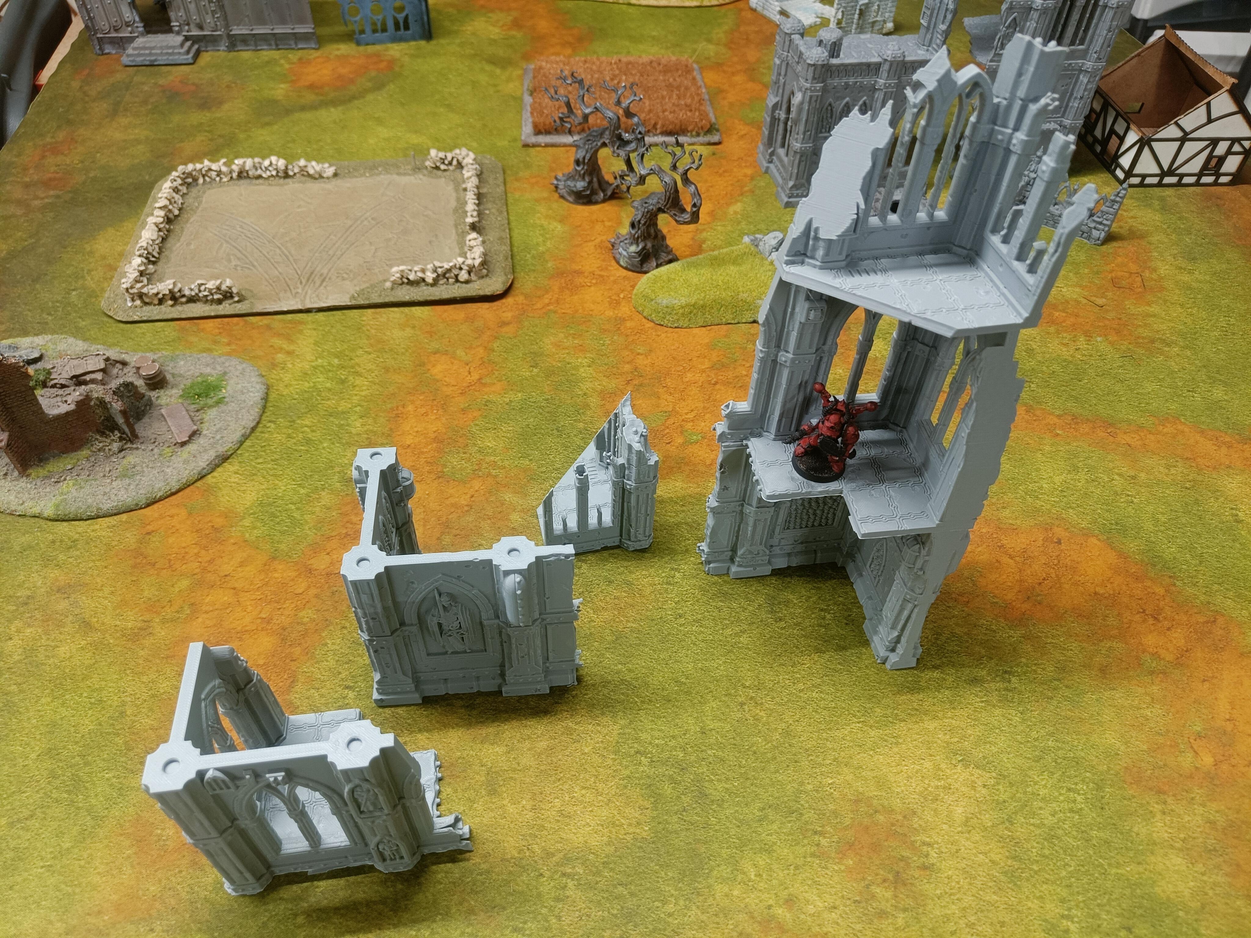 Two Large Gothic Ruined Towers Scenery For 28mm Tabletop Wargame thumbnail