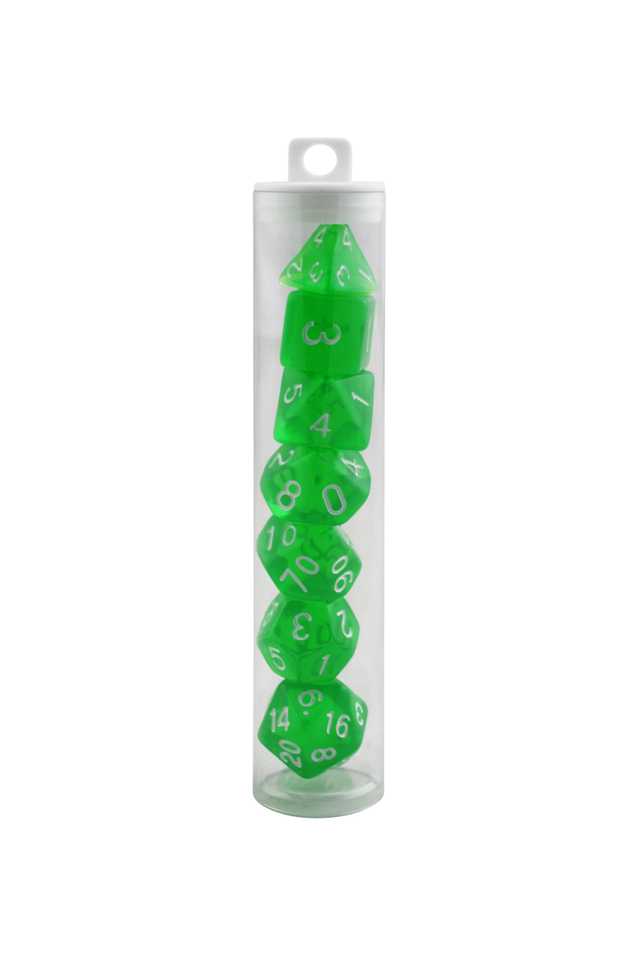 Emerald Green Transparent Polyhedral Dice Set thumbnail