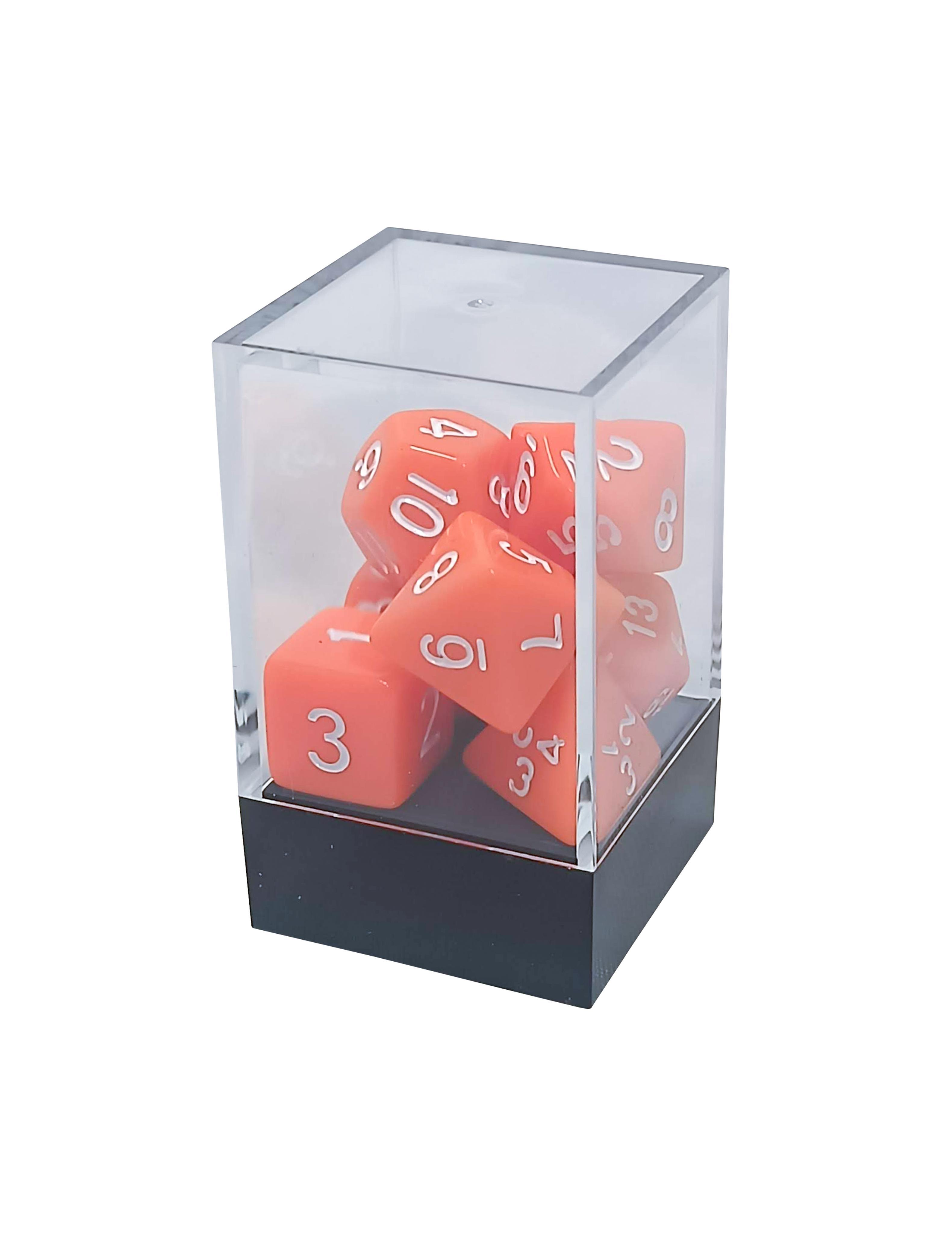 Orange Opaque Polyhedral Dice Set with White Numbers - Gifts for Geeks Leicester