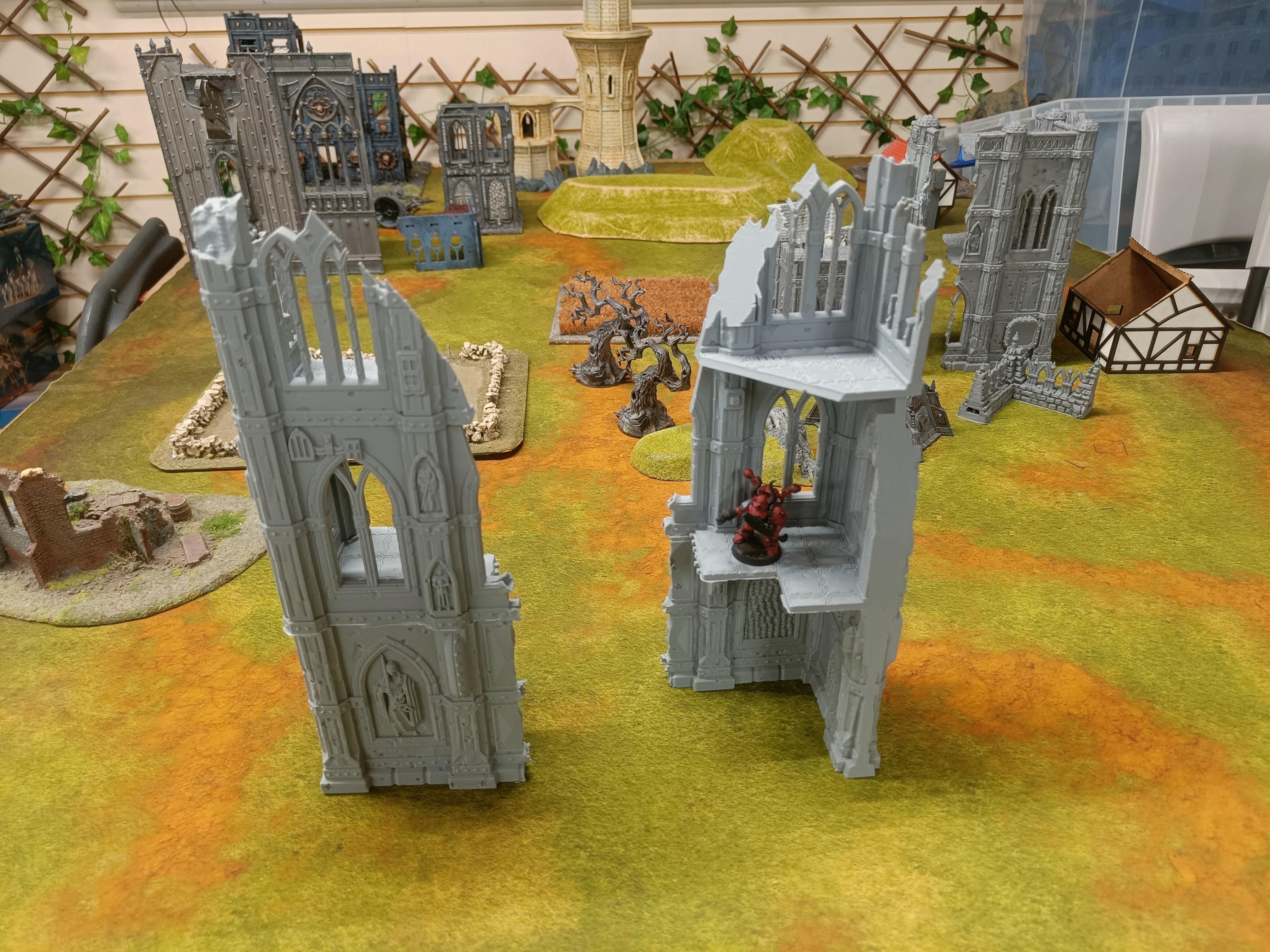 Two Large Gothic Ruined Towers Scenery For 28mm Tabletop Wargame thumbnail