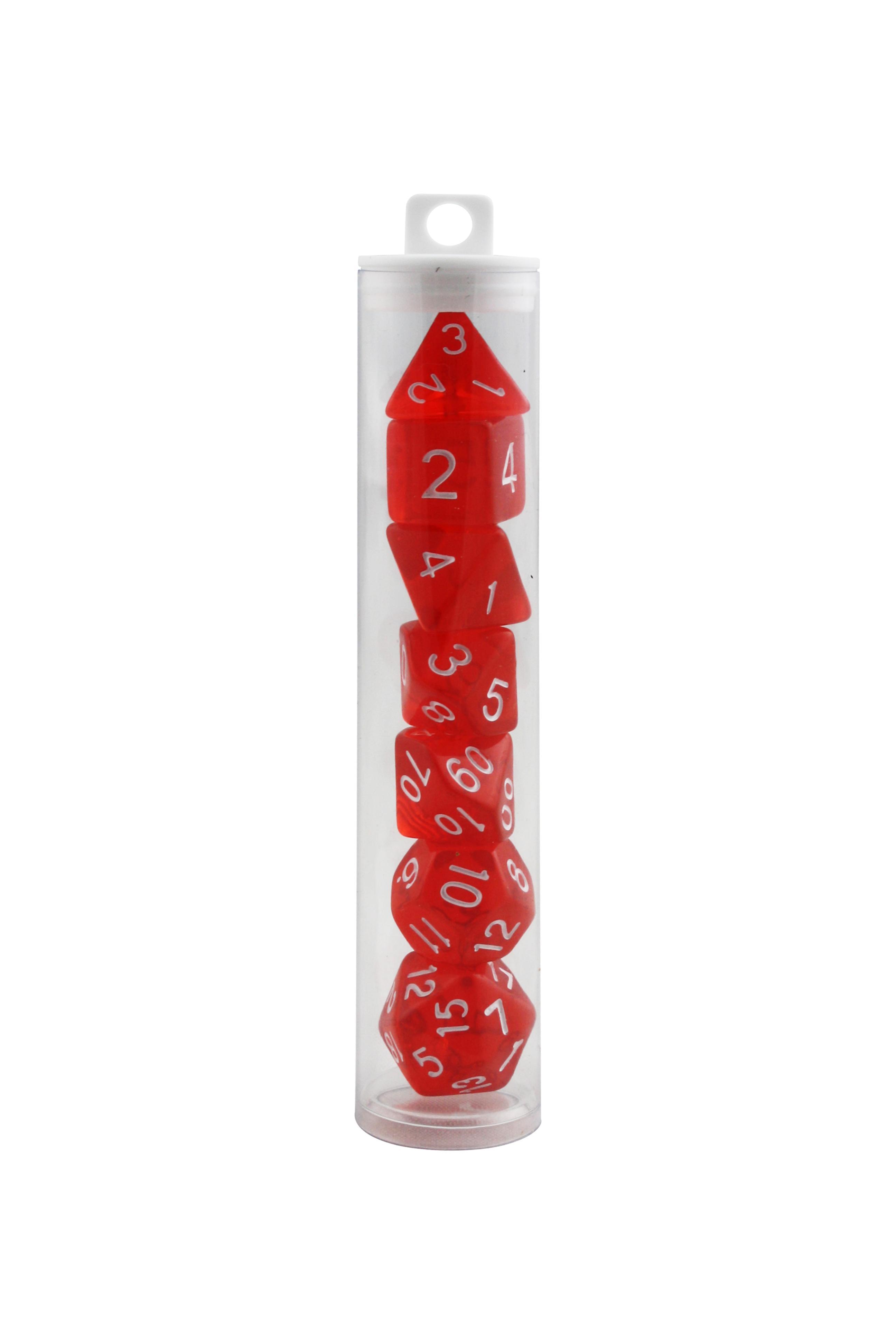 Wrath Red Transparent Polyhedral Dice Set - Gifts for Geeks Leicester