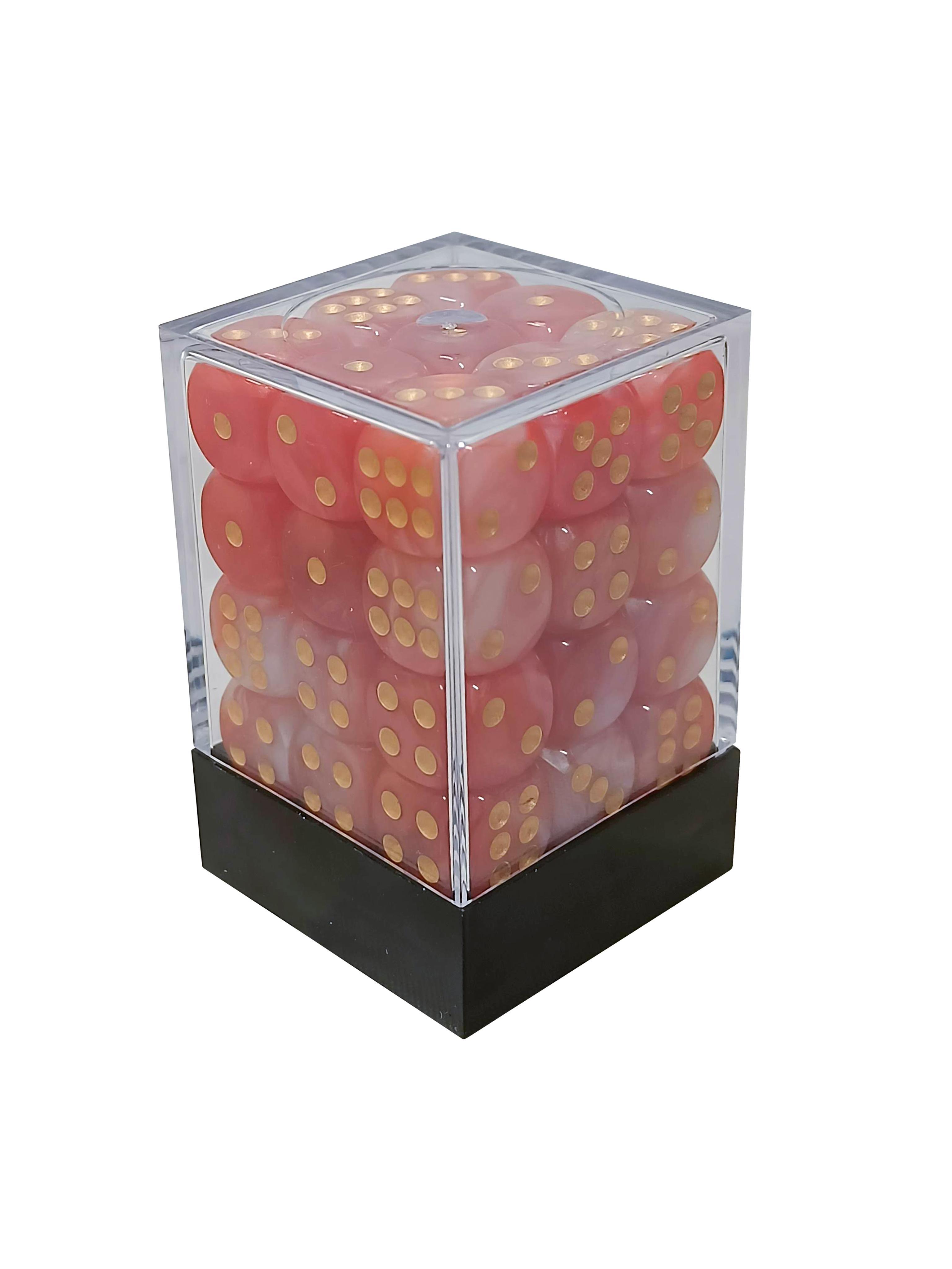 36 x 12MM d6 Blended Dice Set - Pink & Cream / (Strawberries & Cream) - Gifts for Geeks Leicester