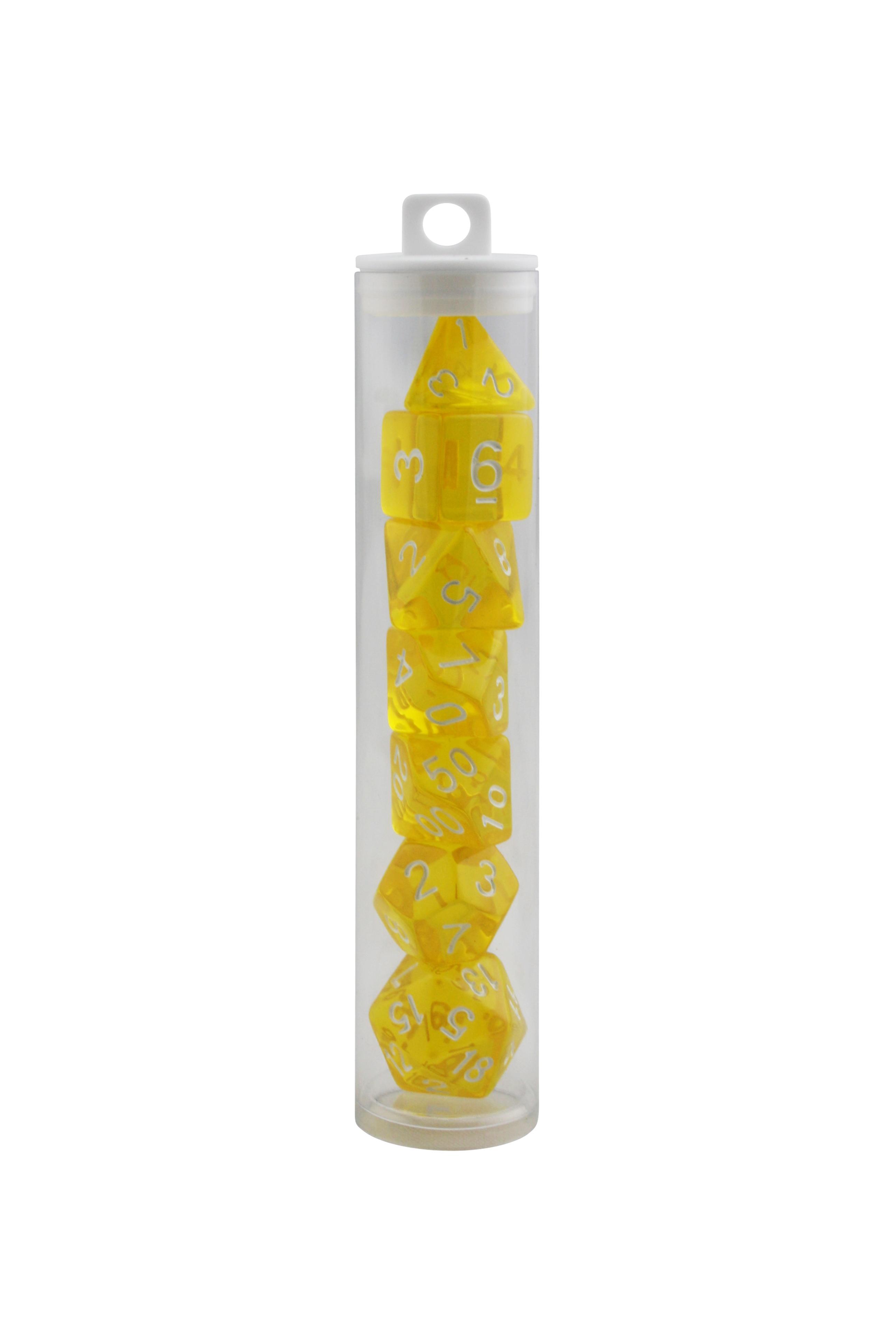 Sunburst Yellow Transparent Polyhedral Dice Set - Gifts for Geeks Leicester