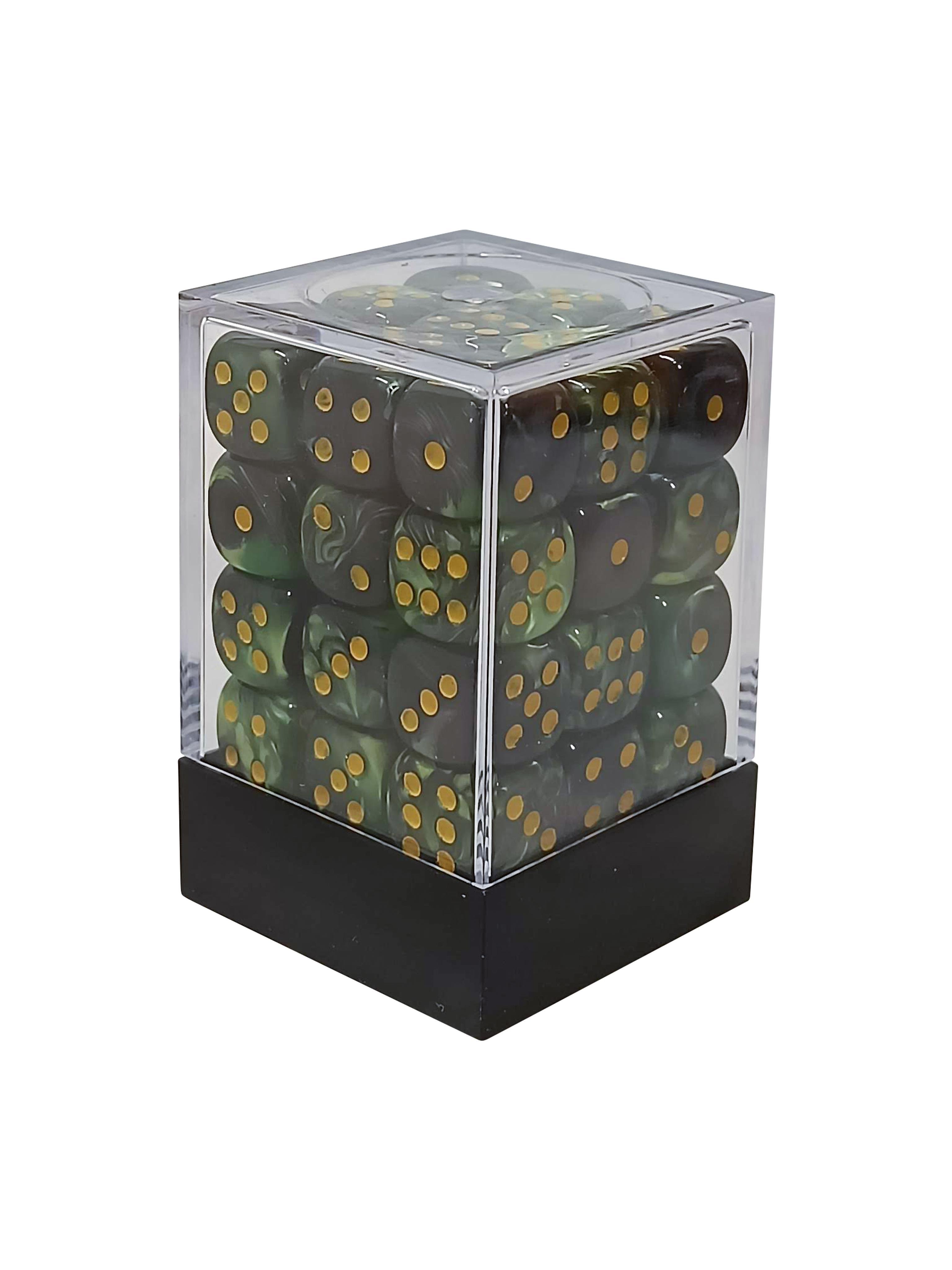 36 x 12MM d6 Toxic DICE set - Black & Green - Gifts for Geeks Leicester