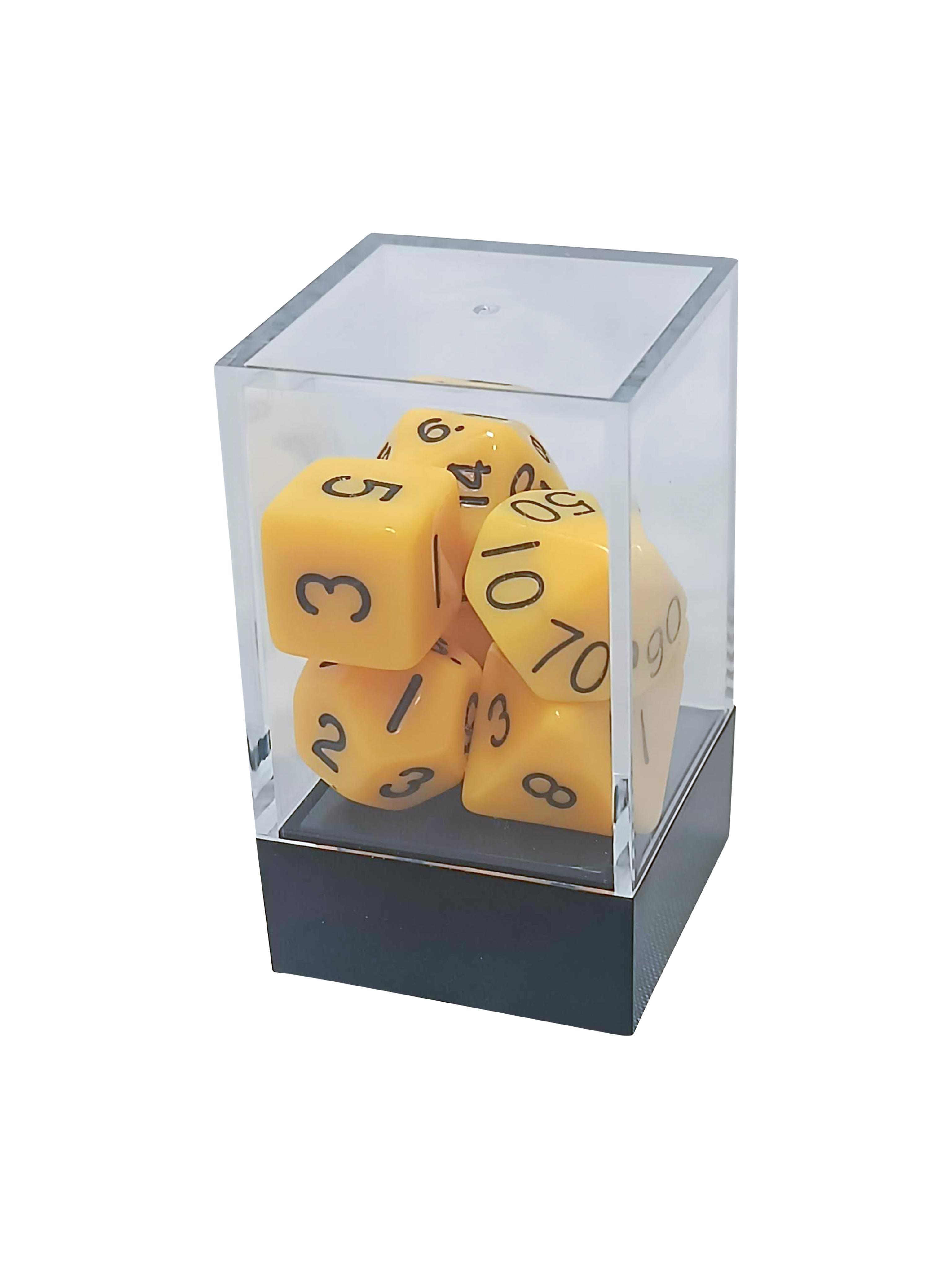 Harvest Yellow Opaque Polyhedral Dice Set with Black Numbers - Gifts for Geeks Leicester