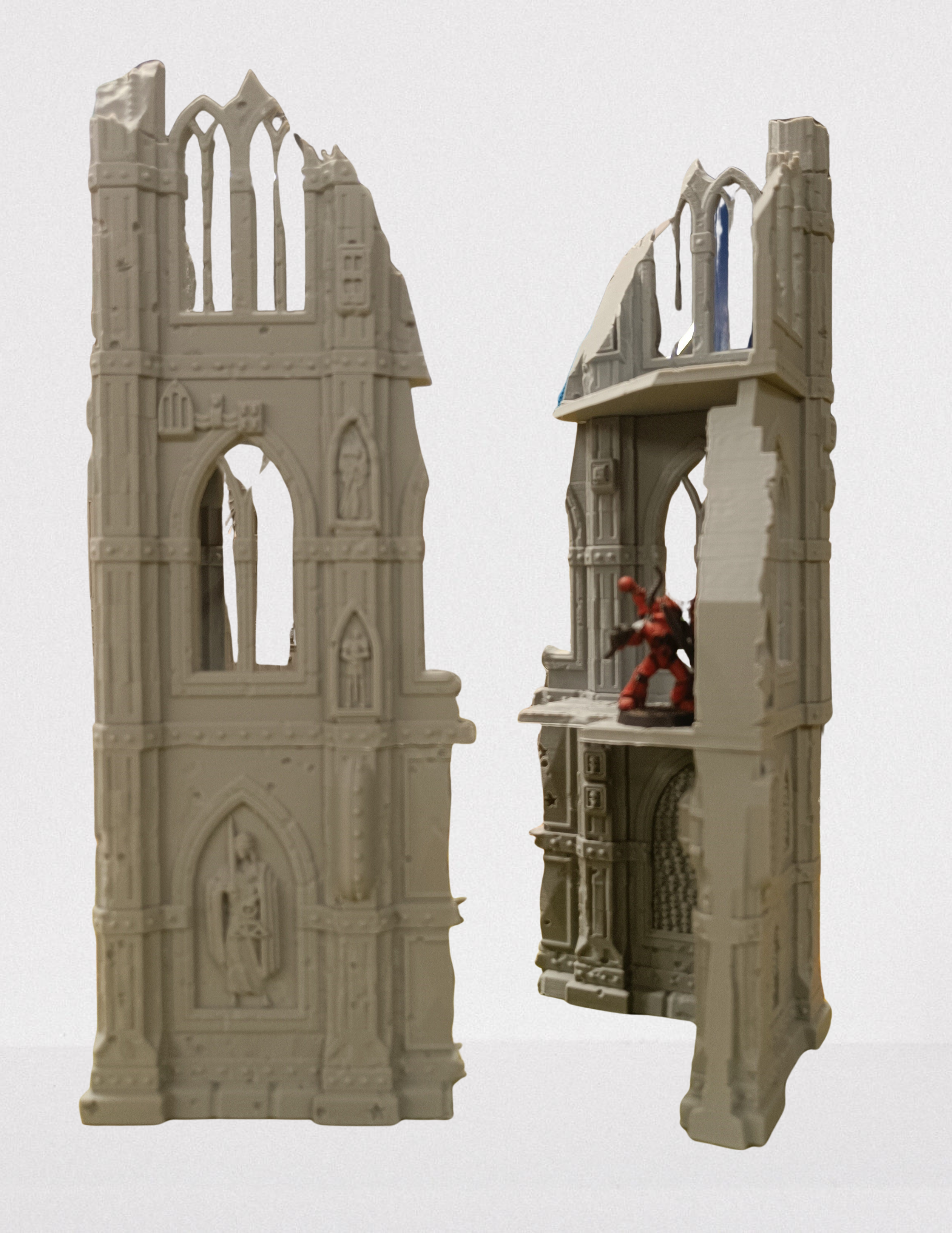 Two Large Gothic Ruined Towers Scenery For 28mm Tabletop Wargame thumbnail