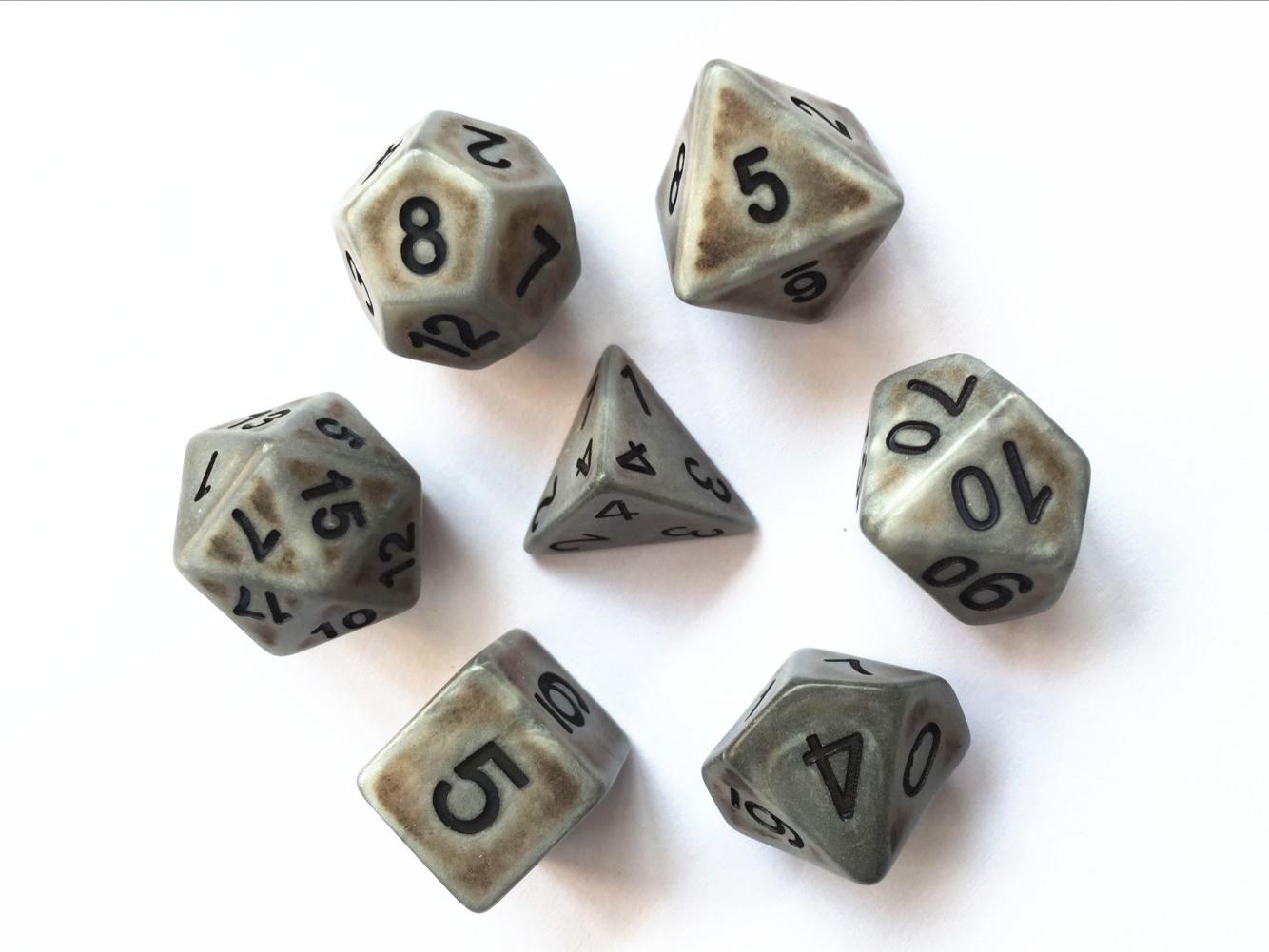 Silver Ancient dice set - Gifts for Geeks Leicester