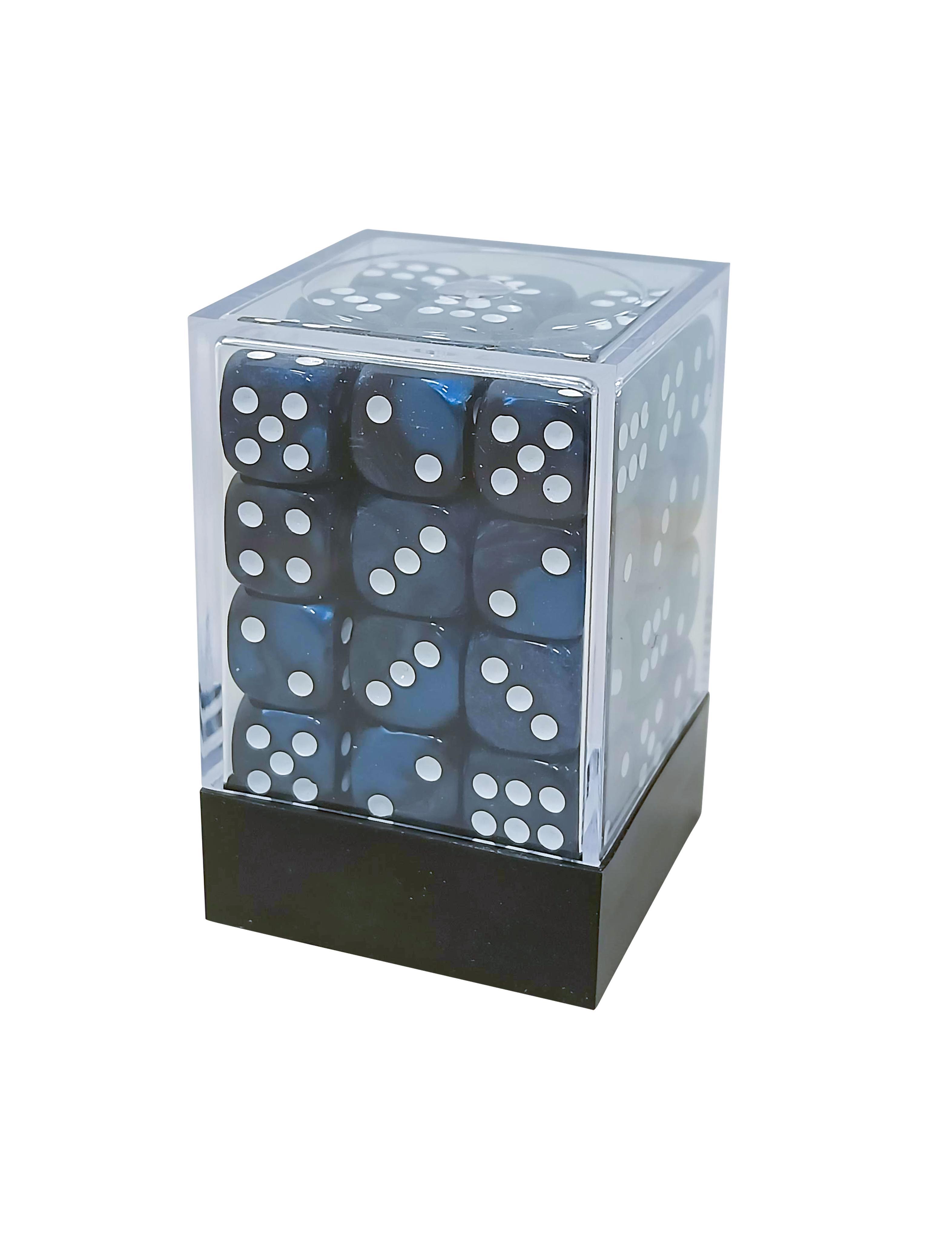 36 x 12MM d6 Dark Blue Pearl with White Dots DICE set - Gifts for Geeks Leicester